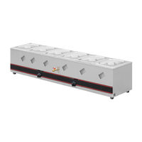 Kommerzielle Lebensmittel wärmer Push Style Edelstahl 3 Pfannen Propan Marie Steam Lpg Stand Gas Bain Marie Food Warmer