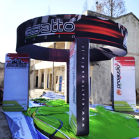 Nouveau Design Éclairage LED Tissu Bannière Support Mural Fond Bannière Réglable Stand Décors Salon Affichage