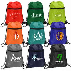 Factory Wholesale Waterproof Polyester <b>Drawstring</b> Bag Small Casual <b>Drawstring</b> <b>Backpack</b> Bag with Zipper - Product Image 1