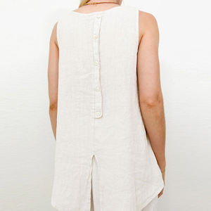 Enyami de gama alta de lino puro sin mangas mujeres verano viejo dinero estilo interior superior suelta refrigeración nicho diseño cuello redondo chaleco - Product Image 5