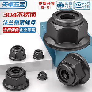 Flange Lock Nut 304 Stainless Steel Black M3 To M16 With Washer For Rail Transit Equipment - Product Image 5