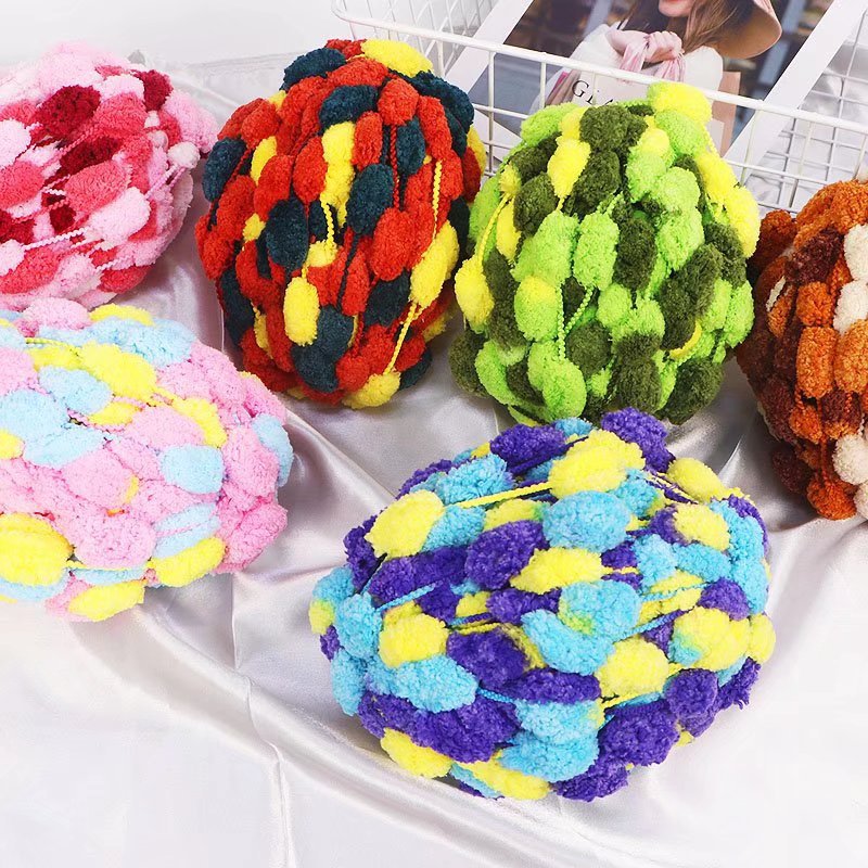 130g Pom Pom Yarn Balls - Multi-color DIY Knitting Crochet Craft Yarn For Blankets & Cushions