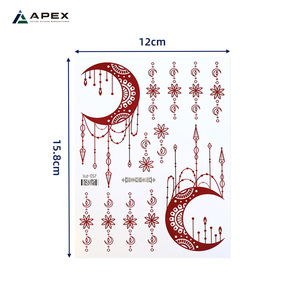 Autocollant de tatouage au henné brun rougeâtre, 28 motifs, 120x158mm - Product Image 6