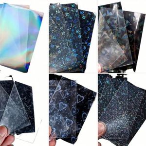 Protège-cartes transparents en PP avec motif étoile holographique, 4 pouces, film protecteur pour cartes à collectionner et photocartes, style moderne - Product Image 6