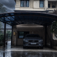 Abri de stationnement moderne de luxe pour 2 voitures, en alliage d'aluminium thermolaqué, avec protection solaire et imperméable, durable