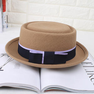 Venta al por mayor de lana Fedora sombreros mujeres hombres ala enrollada <span class=keywords><strong>Porkpie</strong></span> sombrero - Product Image 5