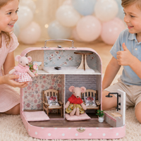 Valise miniature rose pour maison de poupée, étui de voyage portable, décoration florale pour chambre et salon, meubles pour maison de poupée