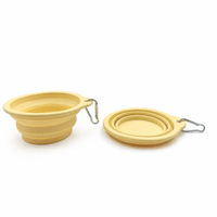 Yunuoxi Bol d'eau pliable pour animaux de compagnie jaune moutarde 14cm 13cm, bol pliable en silicone pour chien 1.5cm plat 70g, vente en gros usine