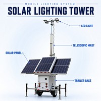 Tour d'éclairage mobile hybride portable à LED pour chantier extérieur