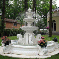 Fontaine de jardin en marbre de style européen moderne personnalisée Xinyesheng - Fabrication artisanale - Utilisation extérieure durable pour villa/hôtel - 110-230V