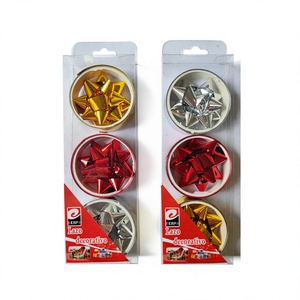 Fiocco Decorativo Erpsl con 3 Anelli e 3 Fiori, Monocolore, Mix Oro Argento Rosso, Confezione da 12 - Product Image 2