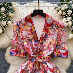 <span class=keywords><strong>Robe</strong></span> imprimée de style vintage pour femmes crochet évidé Design floral tempérament jupe <span class=keywords><strong>mi</strong></span>-<span class=keywords><strong>longue</strong></span> vêtements pour femmes - Product Image 4
