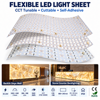 Feuille LED Flexible 24V CCT Réglable, Panneau LED à Lumière Blanche Ajustable 2700K-6000K pour Éclairage Mural et de Comptoir en Onyx et Marbre