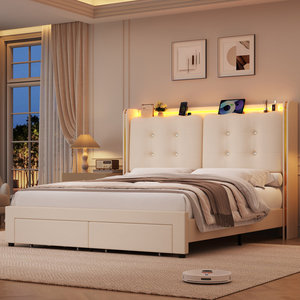 Kainice-Base de carga inteligente multifuncional, mueble de dormitorio moderno, con mechones, marco de almacenamiento para parejas - Product Image 3