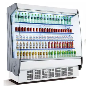 Black beverage open chiller/refrigerated multideck cabinet/commercial vegetable refrigerator