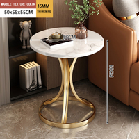 Ensemble Table d'Appoint Scandinave Moderne Design Wabi-sabi, Marbre, Métal Doré, Chêne, pour Café, Chevet, Accentuée, Salon, Balcon, Bout de Canapé