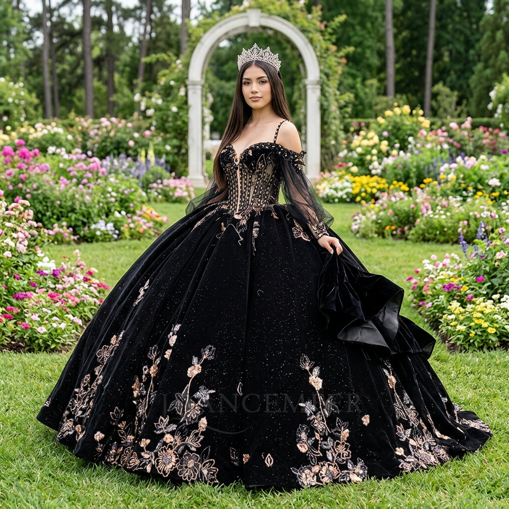 slim fit dress slacks Elegant Off the Shoulder Puffy Black Quinceanera Dress For Sweet 15 16 –  Rosymae main image 0