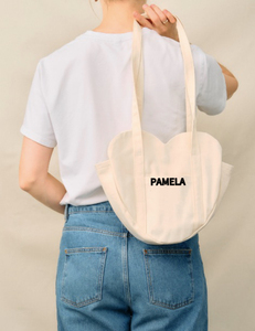 Sac fourre-tout en toile épaisse en forme de cœur pour filles, style estival, personnalisable avec logo, idéal pour les courses - Product Image 1