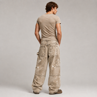 Fabricant OEM ODM – Jean baggy à rayures fines pour homme, coupe oversize, jambe large, double genouillère, style charpentier, streetwear, pantalon pour homme