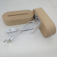 Ellipse – base de lampe 3D en bois acrylique, panneau de Message, lumière LED en bois, veilleuse, cadeau