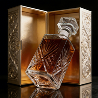 Bouteille à spiritueux en verre de luxe personnalisée, transparente, 700 ml, 800 ml, gravure en relief, cristal, carrée, pour whisky