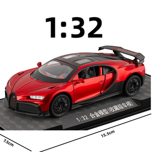 Modèle de voiture miniature 1:32 Bugatti Chiron avec son et lumière, jouet de collection en métal à rétrofriction, ornement décoratif - Product Image 1