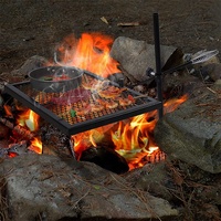 Barbecue rôtissoire rotatif au charbon de bois multifonction avec grille de cuisson