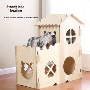 Arbre à chat haut de gamme en bois avec château, condo et perchoir pour chats d'intérieur - Product Image 5