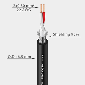 ROXTONE MC010 22AWG kabel mikrofon seimbang, harnes kabel 2X0.30mm - Product Image 2