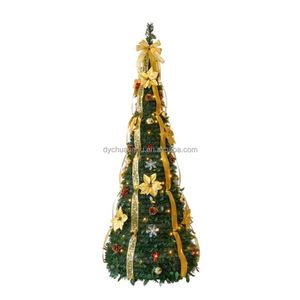 Venta al por Mayor de Fábrica: Árbol de Navidad de PVC de 120 cm Fácil de Montar, con Luces LED y Adornos de Piñas - Product Image 1
