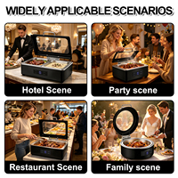 Chauffe-Plat Électrique Noir Moderne avec Contrôle Numérique de la Température LCD pour Buffet, Idéal pour Hôtels, Restaurants et Traiteurs