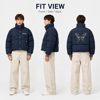 Vestes Courtes Coupe-Vent pour Hommes à Col Montant, Matelassage Horizontal, Broderie, Coupe Ample, Vêtements d'Extérieur Personnalisés – Usine de Confection