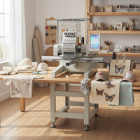 ZHIYU Nouvelle machine à broder informatisée automatique à tête unique 12 aiguilles pour casquettes et t-shirts, moteur haute performance 1200 tr/min
