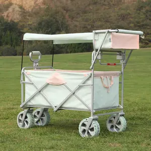 Rust-proof 90x53x107cm Outdoor Garden Multipurpose Collapsible Sturdy Steel Frame Grocery Foldable Trolley Wagon