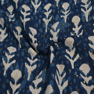 ผ้าพิมพ์ลายบล็อกสัตว์สีน้ำเงินครามสำหรับผ้า Kurtis - Product Image 1