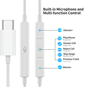USB C Tai nghe cho <span class=keywords><strong>iPhone</strong></span> 15 có dây Earbuds Type-C tai nghe với Mic cho Samsung Galaxy <span class=keywords><strong>iPad</strong></span> Pro Oneplus 9 - Product Image 2