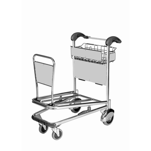 Chariot d'aéroport pliable robuste avec siège passager, capacité 250 kg, cadre en acier inoxydable - Product Image 1