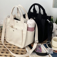 Sac à déjeuner en toile de style coréen, anime, dessin animé, avec grande capacité, fermeture ouverte pour les cours, les voyages