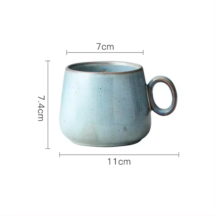 Factory direct sale Christmas gift home office ceramic tea coffee retro style cup with handle