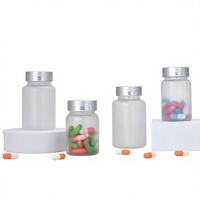 Flacon cylindrique pour compléments alimentaires, en PET givré blanc, pour capsules molles, emballage de comprimés, 120 mL, avec bouchon argenté, petite bouteille à médicaments