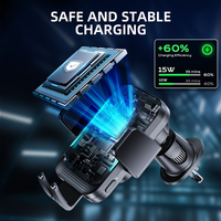 Cargador Inalámbrico Rápido de 15W para Auto, Soporte para Teléfono con Sujeción Automática, Montaje en Rejilla de Ventilación, Operación con una Mano, Compatible con Diversas Carcasas, Agarre Estable