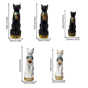 Statuetta di Gatto Egiziano Esotico Ecologica Marca HAOXUAN per Soggiorno e Ingresso, Artigianato in Resina, Divinità Felina Egizia - Product Image 4