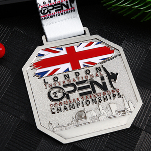 Индивидуальный дизайн: медаль для единоборств (1-я, 2-я, 3-я), с эмалевым логотипом, для тхэквондо, спортивная награда, с ланъярдом - Product Image 3