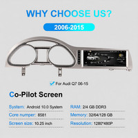 Pantalla HD de 10.25 Pulgadas 1280*480, 4G, 8 Núcleos, CarPlay Integrado, Navegación GPS, Actualización del Panel de Instrumentos para Q7 2006-2015