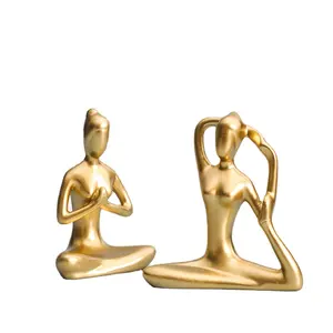 12种风格创意抽象艺术陶瓷瑜伽姿势雕塑雕像工艺瑜伽女士形象工作室办公室家居装饰装饰品