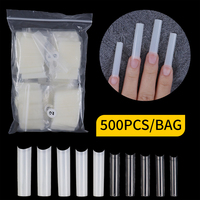 Vente d'usine 500PCS Conique Carré Cercueil Ongles Conseils No C Courbe XXL Tuyau D'eau Ongles En Gros Conception Naturelle pour Doigt