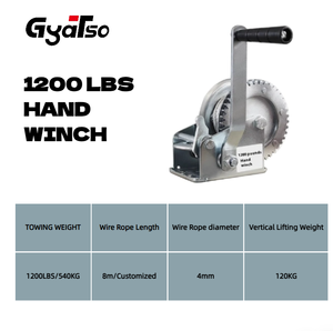 GYATSO kerekan <span class=keywords><strong>Manual</strong></span> tugas berat 1200 LBS kerekan tangan dengan 8m tali kawat untuk Trailer perahu menarik - Product Image 3