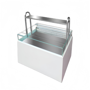 Vitrine réfrigérée à rideau d'air de type île commerciale pour la présentation de gâteaux en <span class=keywords><strong>boulangerie</strong></span> - Product Image 1