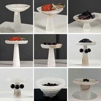 STONEKOCC Plateau à fruits en marbre blanc d'Alabaste espagnol, design élégant, vase de table créatif, objets de décoration pour la maison