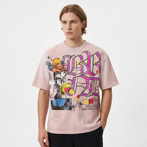 T-shirt formel surdimensionné pour homme, manches courtes, tricoté 100 % coton, imprimé sérigraphié, col roulé, coupe classique, couleur unie - Product Image 6